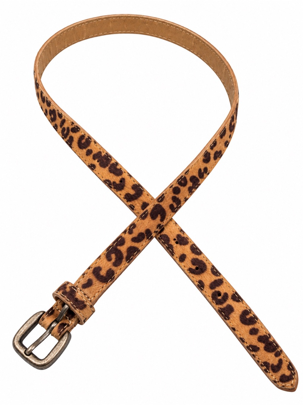 Leopard Print Women's Belt - Tan Brown